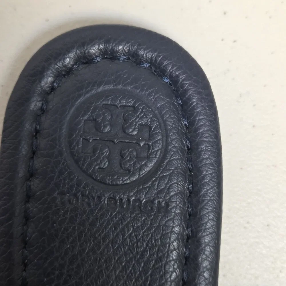 TORY BURCH Navy Dark Blue Claire Flat Thong Sandals Size 9 Slingback